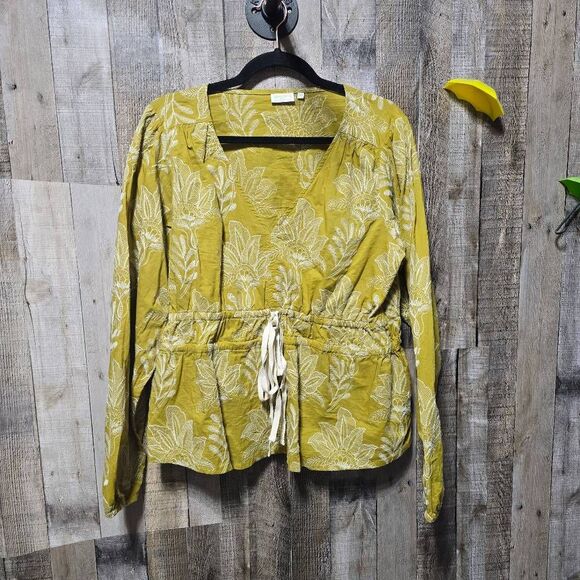 Spartina 449 Loretta Blouse Calm Waters Schiffli Green Top - Picture 2 of 6